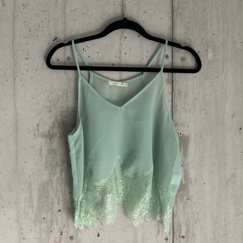 Sheer Mint Lace Cami Tank Top